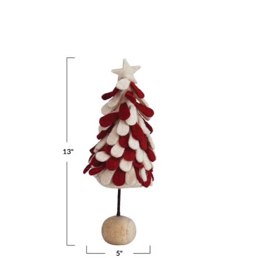 Bed Bath & Beyond Red and Cream Felt Christmas Tree Decor